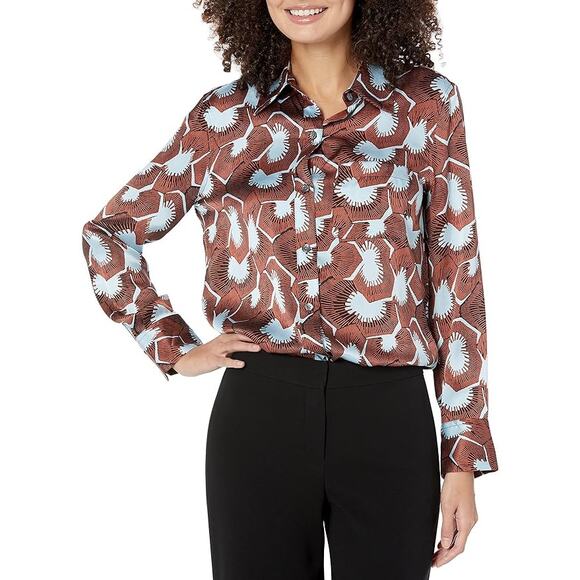 Equipment Plus Size Bradner Print 100% Silk Button Front Blouse Size 0X - Picture 1 of 8